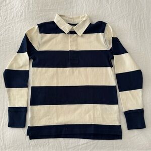 Navy & Off White Boys' long-sleeve rugby polo shirt M(8-9)
